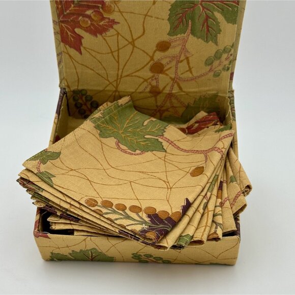 Napkins Fall 8 in Box  Leaf Leaves Season 8 Autumn Thanksgiving Dinner Cocktail - Picture 2 of 3